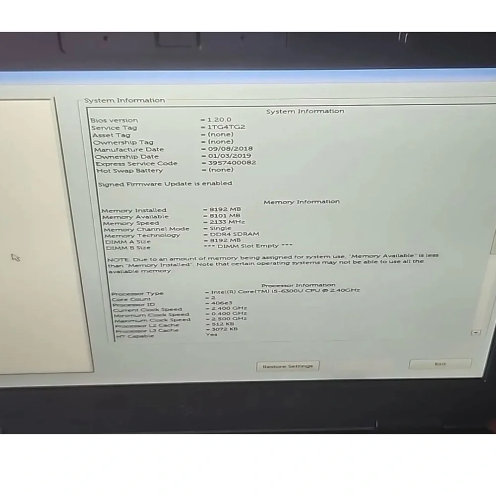 Dell Latitude 5414 14 inch Intel Core i5 6th Gen. 2.40GHz, 8GB RAM No SSD/Caddy